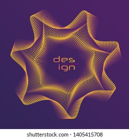 Dynamic lines and dots for background music. Network Design with Particle. Radial sound wave curve with light particles. 3D Technology Style. 