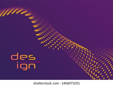 Dynamic lines and dots for background music. Network Design with Particle. Radial sound wave curve with light particles. 3D Technology Style. 