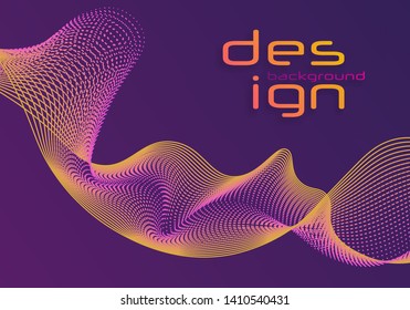 Dynamic lines and dots for background music. Network Design with Particle. Radial sound wave curve with light particles. 3D Technology Style. 