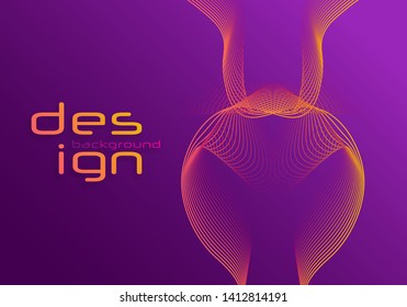 Dynamic lines and dots for background music. Network Design with Particle. Radial sound wave curve with light particles. 3D Technology Style. 