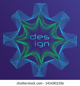 Dynamic lines and dots for background music. Network Design with Particle. Radial sound wave curve with light particles. 3D Technology Style. 
