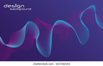 Dynamic lines and dots for background music. Vector graphic in concept of music, technology. Abstract data graph. Design elements created using the Blend Tool.