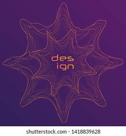 Dynamic lines and dots for background music. Network Design with Particle. Radial sound wave curve with light particles. 3D Technology Style. 