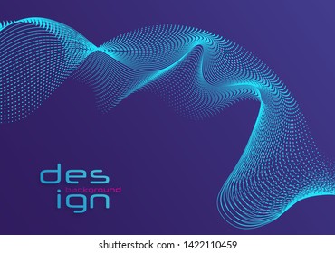 Dynamic lines and dots for background music. Network Design with Particle. Radial sound wave curve with light particles. 3D Technology Style. 