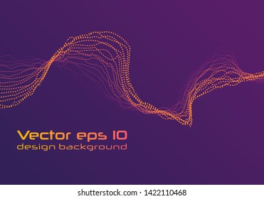 Dynamic lines and dots for background music. Network Design with Particle. Radial sound wave curve with light particles. 3D Technology Style. 