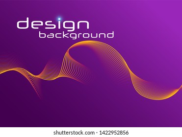 Dynamic lines and dots for background music. Network Design with Particle. Radial sound wave curve with light particles. 3D Technology Style. 