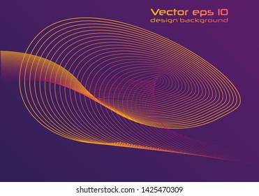 Dynamic lines and dots for background music. Network Design with Particle. Radial sound wave curve with light particles. 3D Technology Style. 