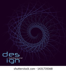 Dynamic lines and dots for background music. Network Design with Particle. Radial sound wave curve with light particles. 3D Technology Style.
