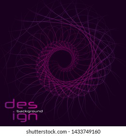 Dynamic lines and dots for background music. Network Design with Particle. Radial sound wave curve with light particles. 3D Technology Style.