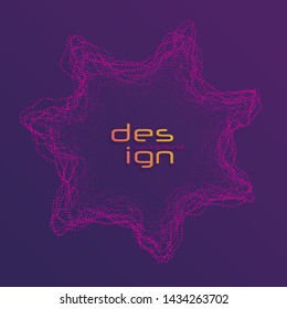 Dynamic lines and dots for background music. Network Design with Particle. Radial sound wave curve with light particles. 3D Technology Style.