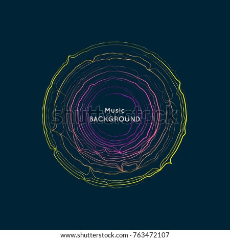 Dynamic lines and dots for background music. Bright vector design elements