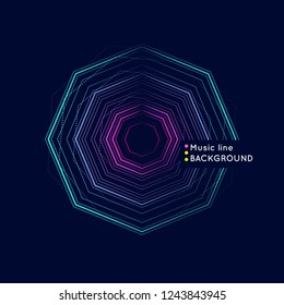 Dynamic lines and dots for music background. Bright vector elements for design.