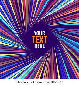 Dynamic Lines Flowing From Center. Rhombus Colorful Lines Frame for Your Text. Abstract Rotated Square Frame. Vector Illustration.