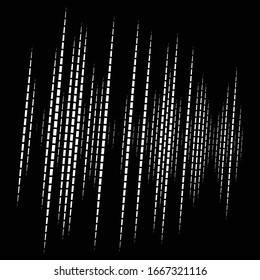 Dynamic lines pattern. Stripes half-tone element. Dashed, segments vertical straight streaks, strips. Linear, lineal design element