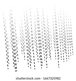 Dynamic lines pattern. Stripes half-tone element. Dashed, segments vertical straight streaks, strips. Linear, lineal design element