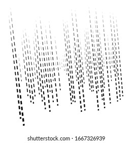 Dynamic lines pattern. Stripes half-tone element. Dashed, segments vertical straight streaks, strips. Linear, lineal design element