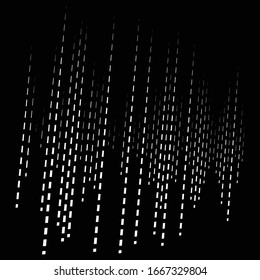 Dynamic lines pattern. Stripes half-tone element. Dashed, segments vertical straight streaks, strips. Linear, lineal design element