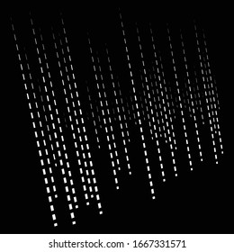 Dynamic lines pattern. Stripes half-tone element. Dashed, segments vertical straight streaks, strips. Linear, lineal design element