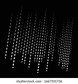 Dynamic lines pattern. Stripes half-tone element. Dashed, segments vertical straight streaks, strips. Linear, lineal design element