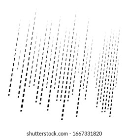 Dynamic lines pattern. Stripes half-tone element. Dashed, segments vertical straight streaks, strips. Linear, lineal design element