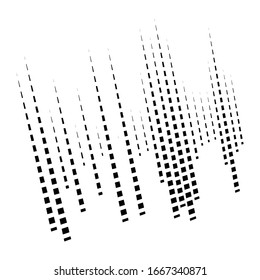 Dynamic lines pattern. Stripes half-tone element. Dashed, segments vertical straight streaks, strips. Linear, lineal design element