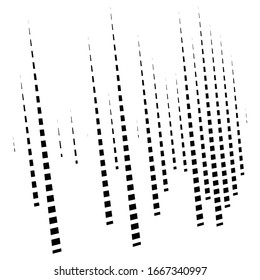 Dynamic lines pattern. Stripes half-tone element. Dashed, segments vertical straight streaks, strips. Linear, lineal design element