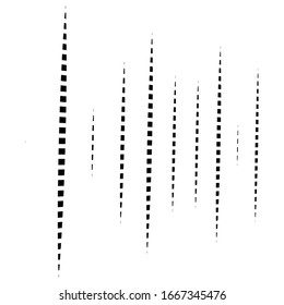 Dynamic lines pattern. Stripes half-tone element. Dashed, segments vertical straight streaks, strips. Linear, lineal design element