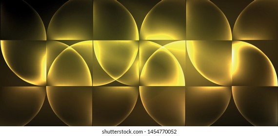 Líneas y formas dinámicas, efecto brillante de neón de vidrio. El neón moderno resplandece formas geométricas, un gran diseño para cualquier propósito. Patrón de línea geométrica. Efecto luminoso neón.