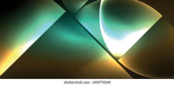 Líneas y formas dinámicas, efecto brillante de neón de vidrio. El neón moderno resplandece formas geométricas, un gran diseño para cualquier propósito. Patrón de línea geométrica. Efecto luminoso neón.