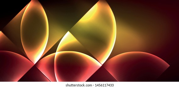 Dynamic lines and shapes, glass neon glowing effect. Modern neon glow geometric shapes, great design for any purposes. Geometric line pattern. Neon light glowing effect.