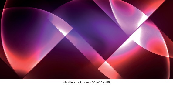 Dynamic lines and shapes, glass neon glowing effect. Modern neon glow geometric shapes, great design for any purposes. Geometric line pattern. Neon light glowing effect.