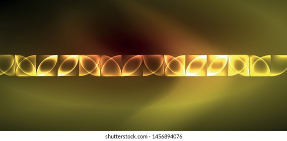 Líneas y formas dinámicas, efecto brillante de neón de vidrio. El neón moderno resplandece formas geométricas, un gran diseño para cualquier propósito. Patrón de línea geométrica. Efecto luminoso neón.
