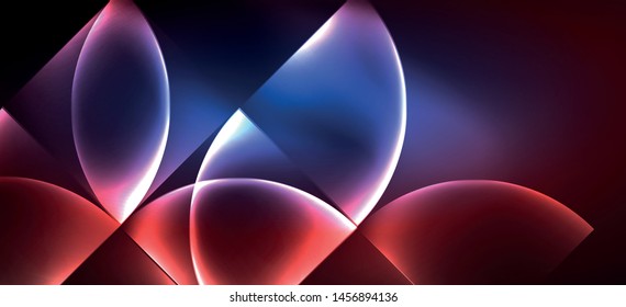 Dynamische Linien und Formen, gläserner Neonstrahleffekt. Moderne Neon leuchten geometrische Formen, großartiges Design für jeden Zweck. Geometrisches Zeilenmuster. Neonlicht-Lichteffekt.