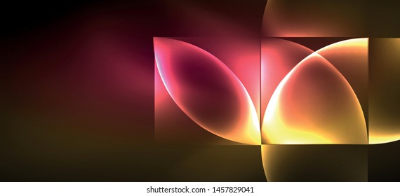 Dynamic lines and shapes, glass neon glowing effect. Modern neon glow geometric shapes, great design for any purposes. Geometric line pattern. Neon light glowing effect.
