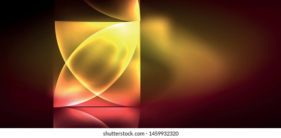 Dynamic lines and shapes, glass neon glowing effect. Modern neon glow geometric shapes, great design for any purposes. Geometric line pattern. Neon light glowing effect.