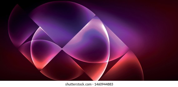 Dynamic lines and shapes, glass neon glowing effect. Modern neon glow geometric shapes, great design for any purposes. Geometric line pattern. Neon light glowing effect.
