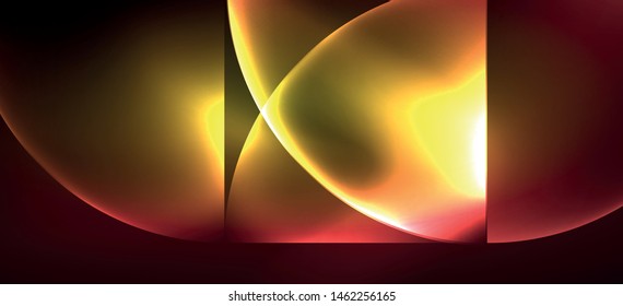 Dynamic lines and shapes, glass neon glowing effect. Modern neon glow geometric shapes, great design for any purposes. Geometric line pattern. Neon light glowing effect.