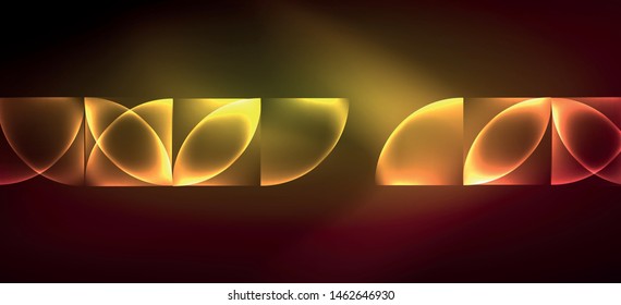 Dynamic lines and shapes, glass neon glowing effect. Modern neon glow geometric shapes, great design for any purposes. Geometric line pattern. Neon light glowing effect.
