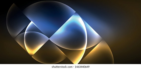 Dynamic lines and shapes, glass neon glowing effect. Modern neon glow geometric shapes, great design for any purposes. Geometric line pattern. Neon light glowing effect.