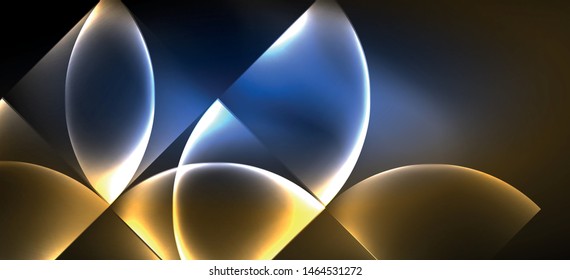 Dynamic lines and shapes, glass neon glowing effect. Modern neon glow geometric shapes, great design for any purposes. Geometric line pattern. Neon light glowing effect.