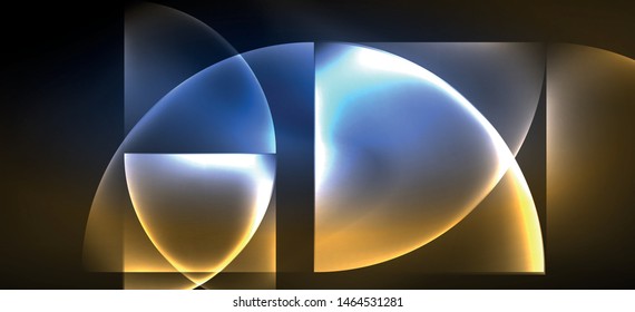 Dynamic lines and shapes, glass neon glowing effect. Modern neon glow geometric shapes, great design for any purposes. Geometric line pattern. Neon light glowing effect.