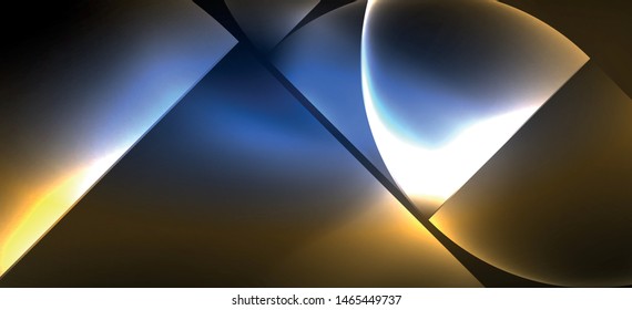 Dynamic lines and shapes, glass neon glowing effect. Modern neon glow geometric shapes, great design for any purposes. Geometric line pattern. Neon light glowing effect.
