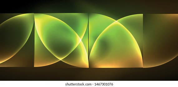 Dynamic lines and shapes, glass neon glowing effect. Modern neon glow geometric shapes, great design for any purposes. Geometric line pattern. Neon light glowing effect.