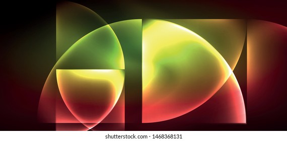 Dynamic lines and shapes, glass neon glowing effect. Modern neon glow geometric shapes, great design for any purposes. Geometric line pattern. Neon light glowing effect.