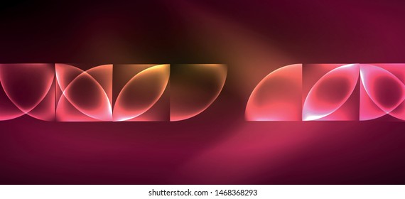 Dynamic lines and shapes, glass neon glowing effect. Modern neon glow geometric shapes, great design for any purposes. Geometric line pattern. Neon light glowing effect.