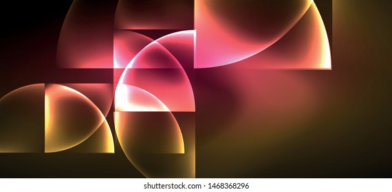 Dynamic lines and shapes, glass neon glowing effect. Modern neon glow geometric shapes, great design for any purposes. Geometric line pattern. Neon light glowing effect.