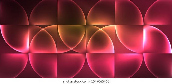 Dynamic lines and shapes, glass neon glowing effect. Modern neon glow geometric shapes, great design for any purposes. Geometric line pattern. Neon light glowing effect.