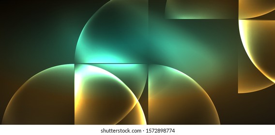 Dynamic lines and shapes, glass neon glowing effect. Modern neon glow geometric shapes, great design for any purposes. Geometric line pattern. Neon light glowing effect.