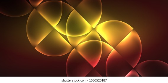 Dynamic lines and shapes, glass neon glowing effect. Modern neon glow geometric shapes, great design for any purposes. Geometric line pattern. Neon light glowing effect.