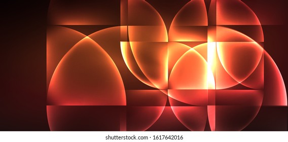 Dynamic lines and shapes, glass neon glowing effect. Modern neon glow geometric shapes, great design for any purposes. Geometric line pattern. Neon light glowing effect.